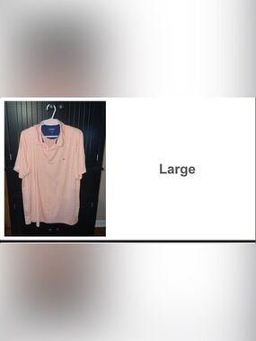 crown & ivy Men's Peach Short Sleeve Polo